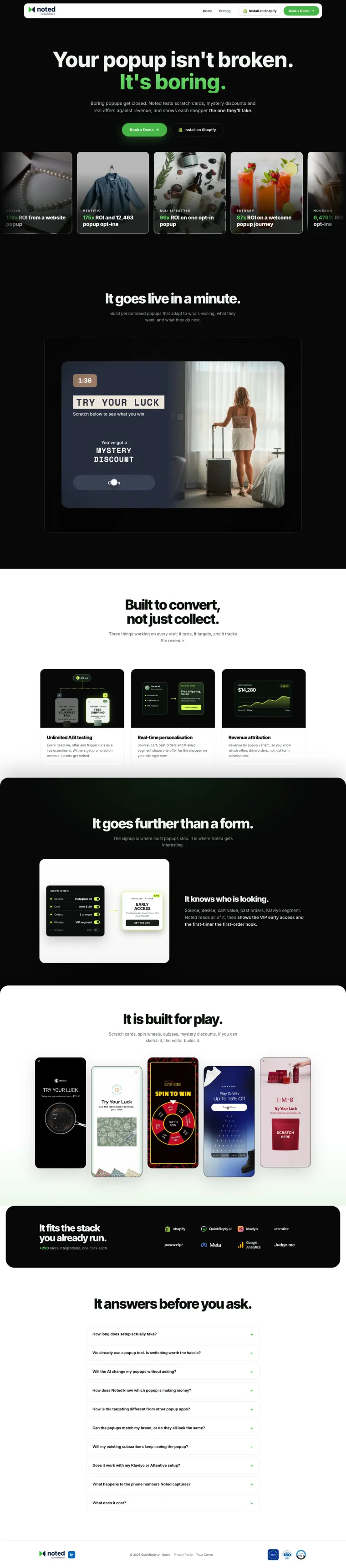 Noted website, full page
