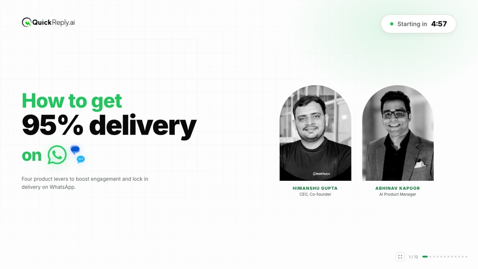 Webinar deck cover: how to get 95% delivery on WhatsApp